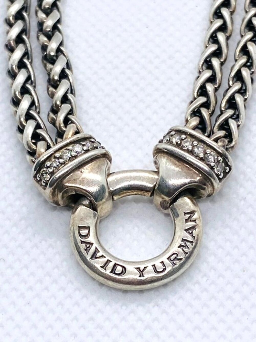 David Yurman Double Wheat Diamond Necklace Choker Diamond